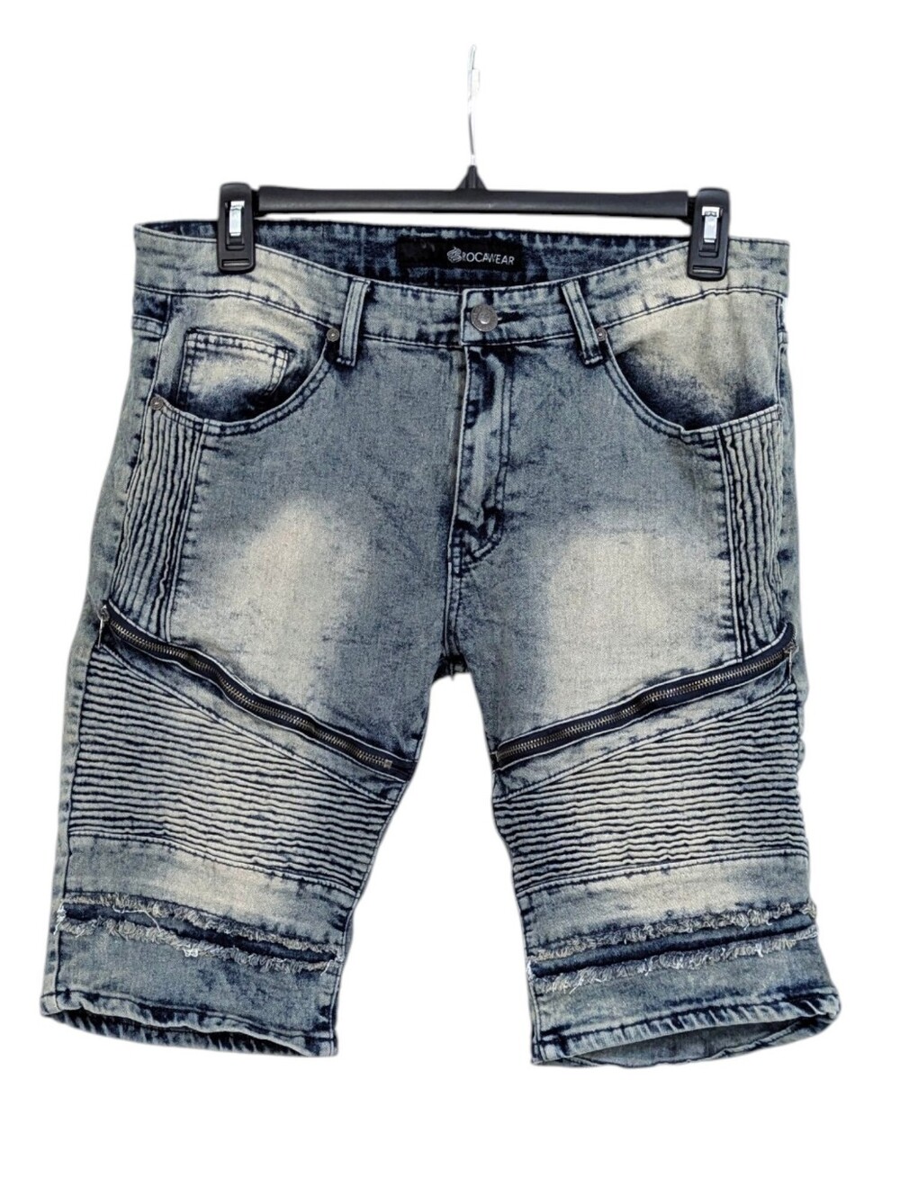 Rocawear Acid Washed Zipper Leg Jean Shorts - Size 36 Mens - Denim